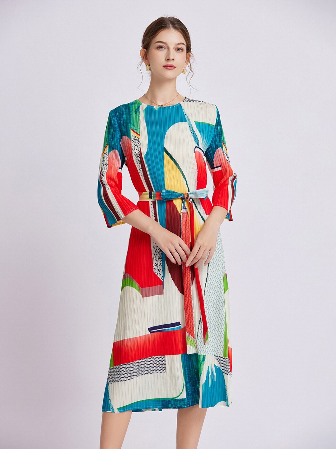 

JC Collection Geometric Printed Sheath Midi Dress, Blue