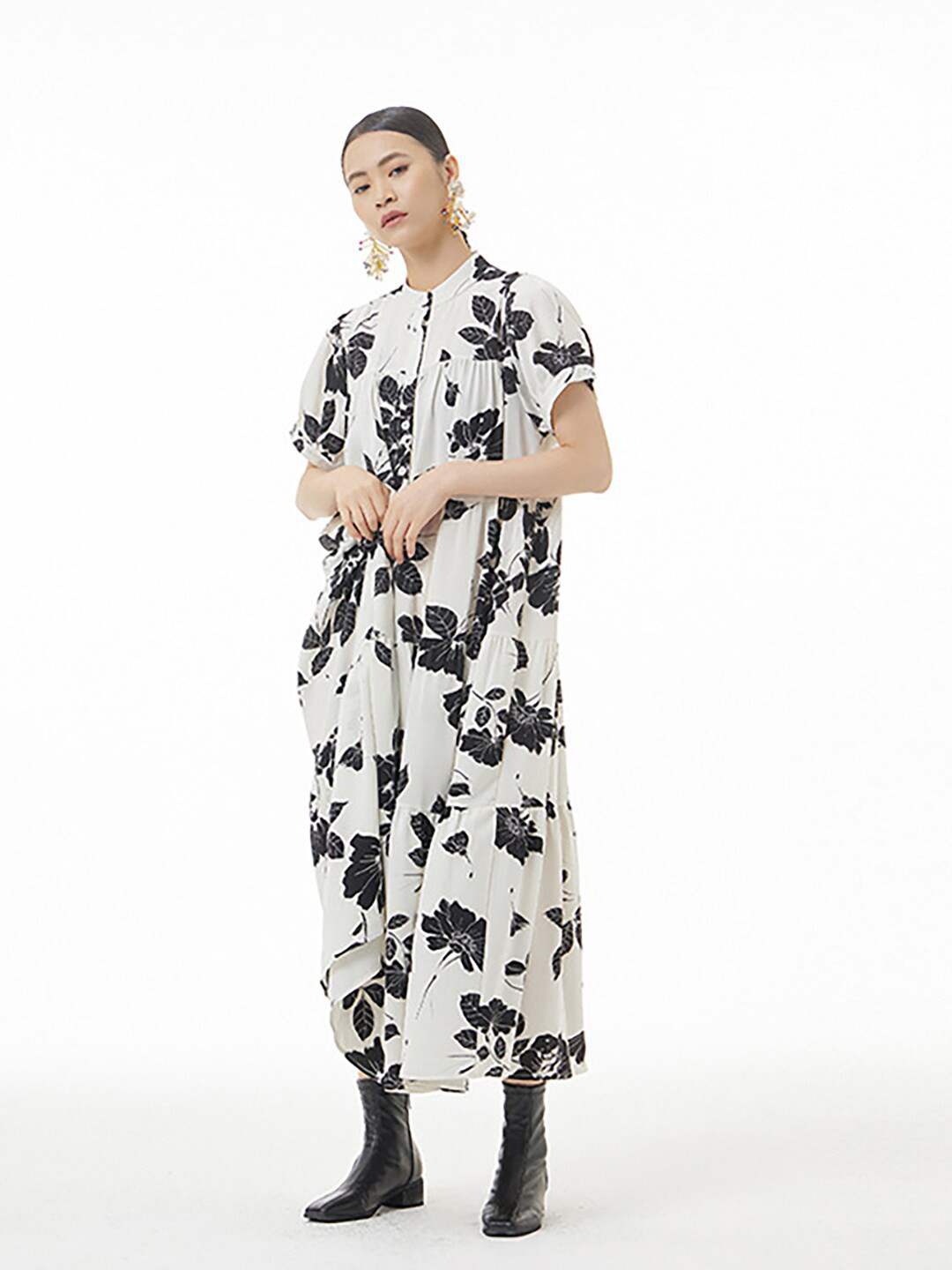 

JC Collection Floral Printed A-line Dress, White