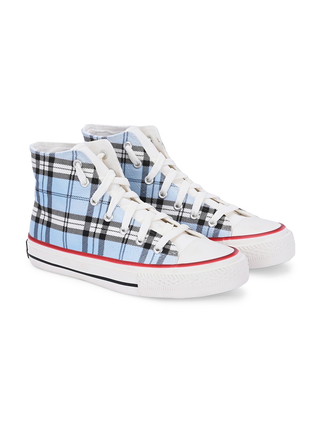 

CROWCIA LONDON Men Printed High Top Lightweight Canvas Sneakers, White