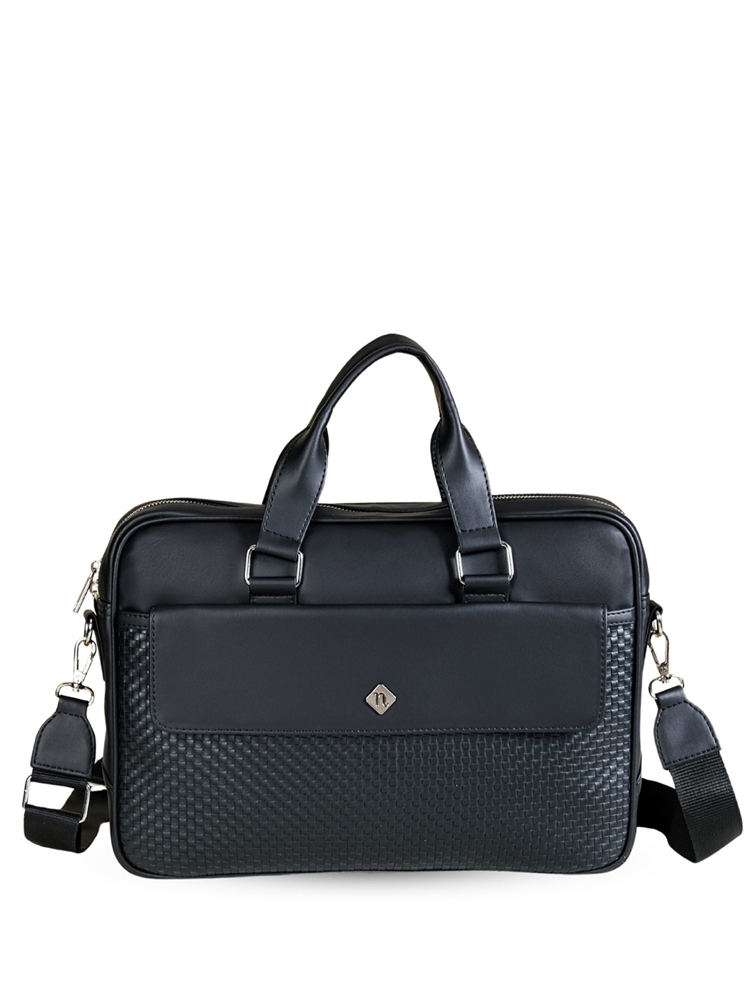

Nestasia Unisex Textured PU Laptop Bag, Black