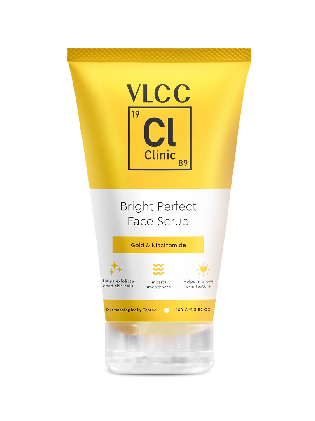 

VLCC Clinic Bright Perfect Face Scrub with Gold & Niacinamide - 100 g, Yellow