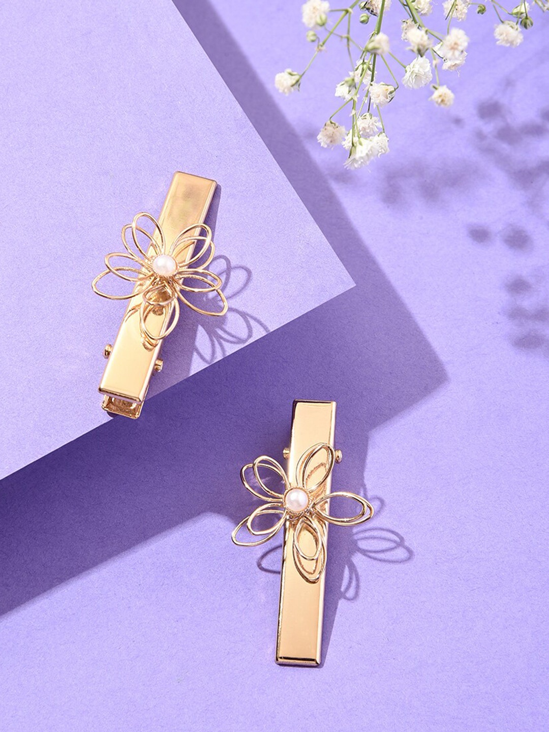 

Lilly & sparkle Set of 2 Embellished Alligator Hair Clips, Gold