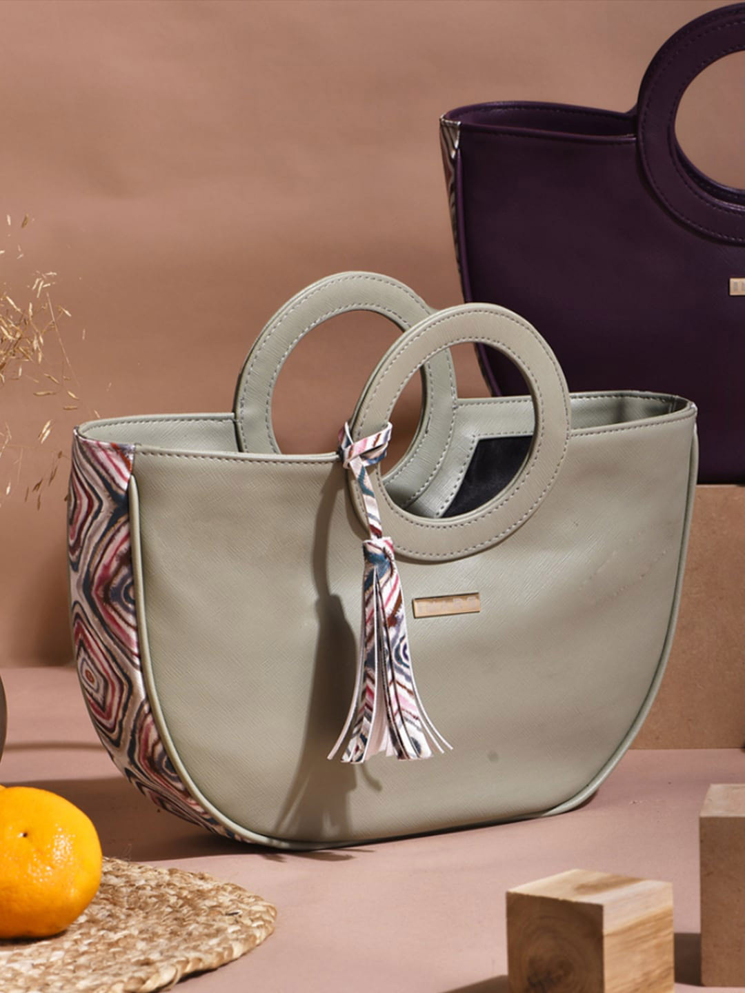 

IMARS Synthetic Leather Basket Handheld Bag, Sea green