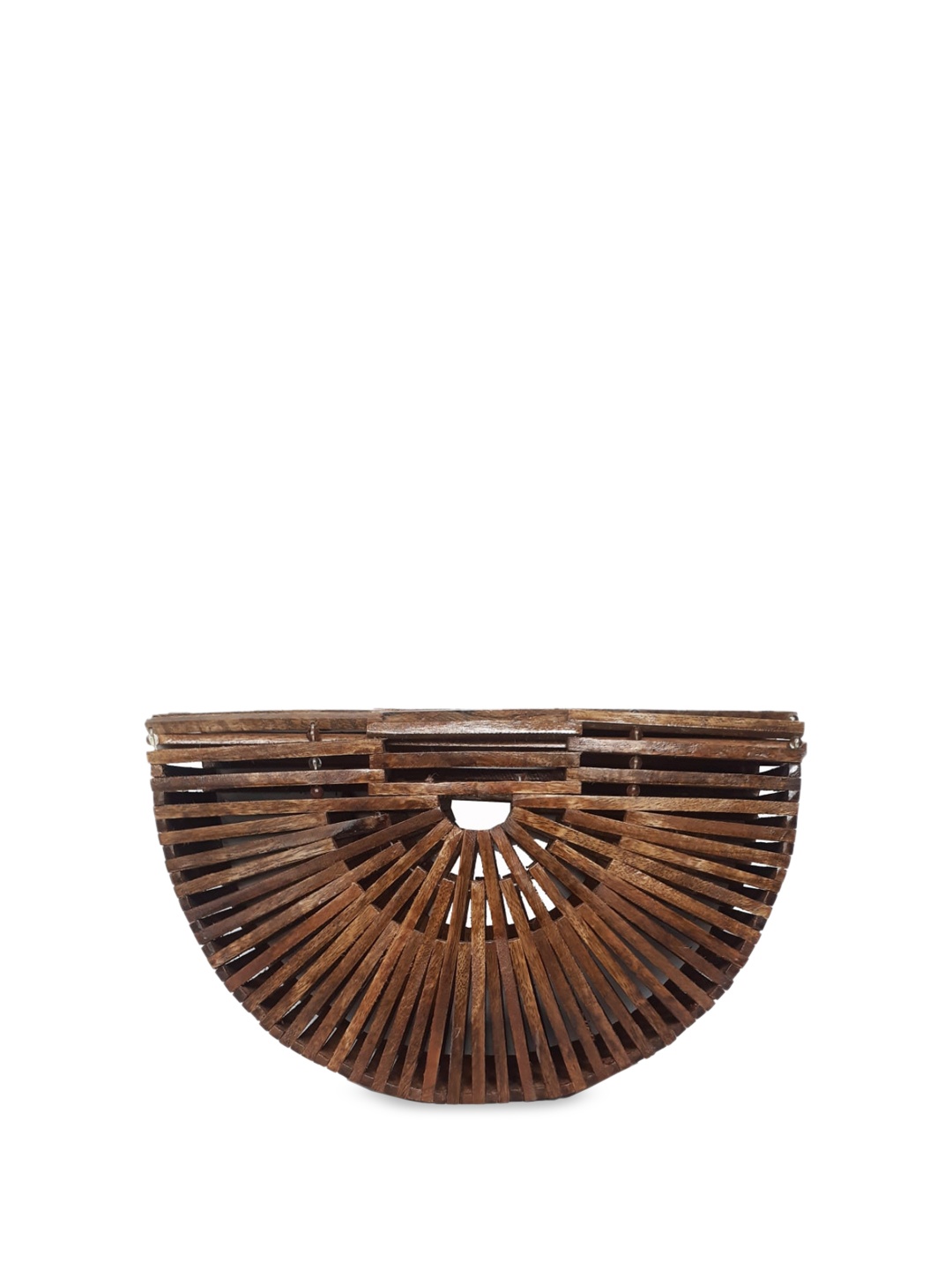 

IMARS Geometric Textured Bucket Jute Handheld Bag, Brown