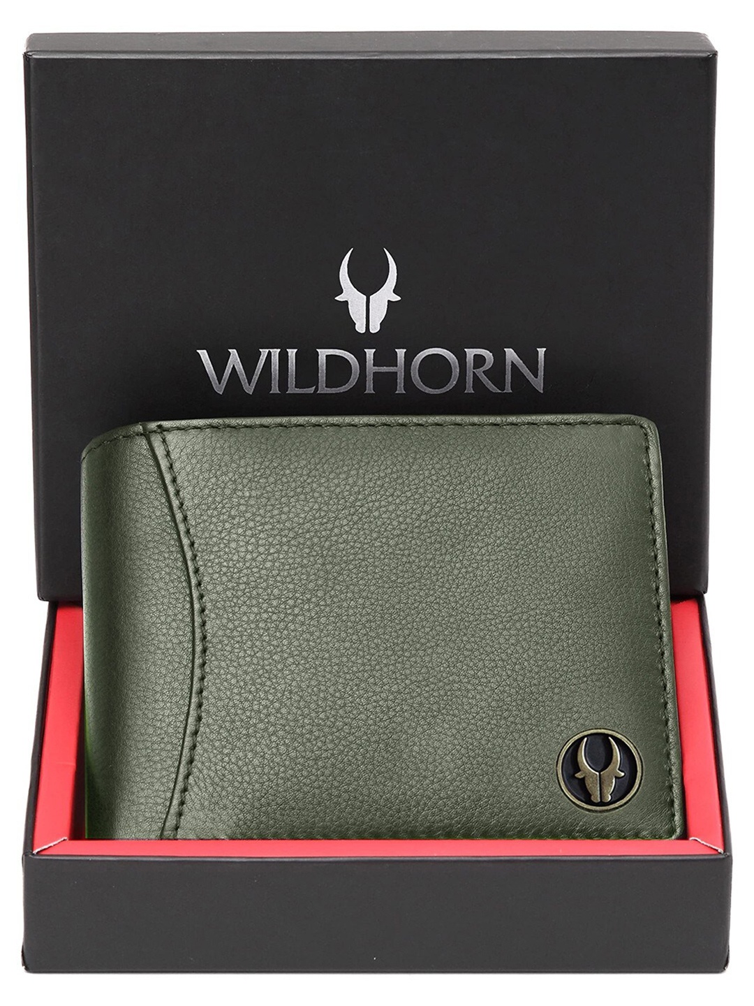 

WildHorn Men Leather RFID Two Fold Wallet, Green