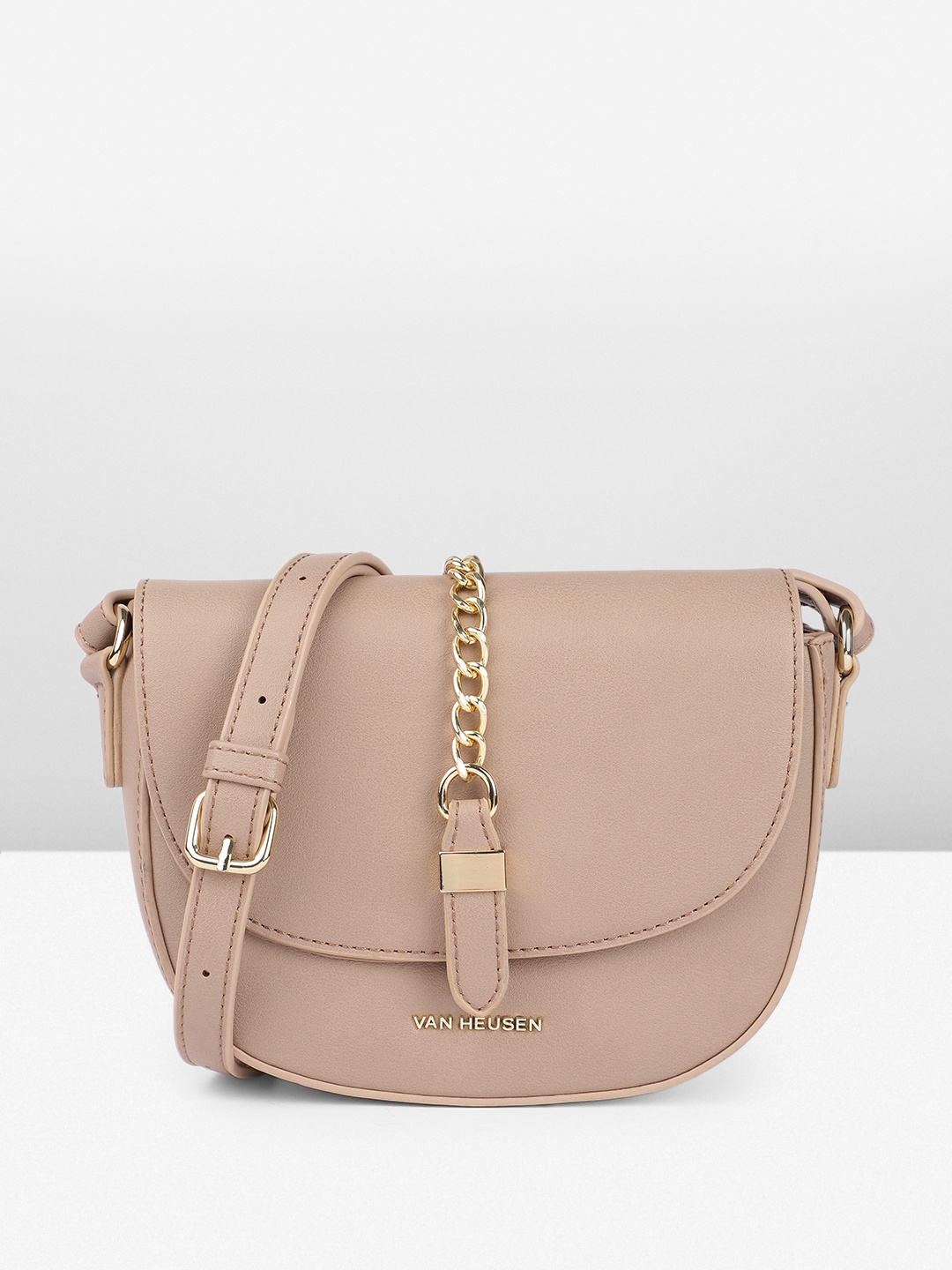

Van Heusen Sling Bag with Chain Design Detail, Nude