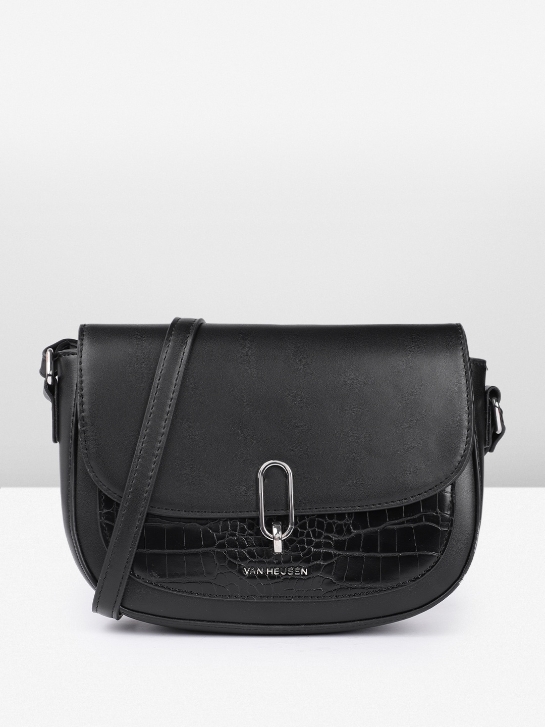 

Van Heusen Textured Structured Sling Bag, Black