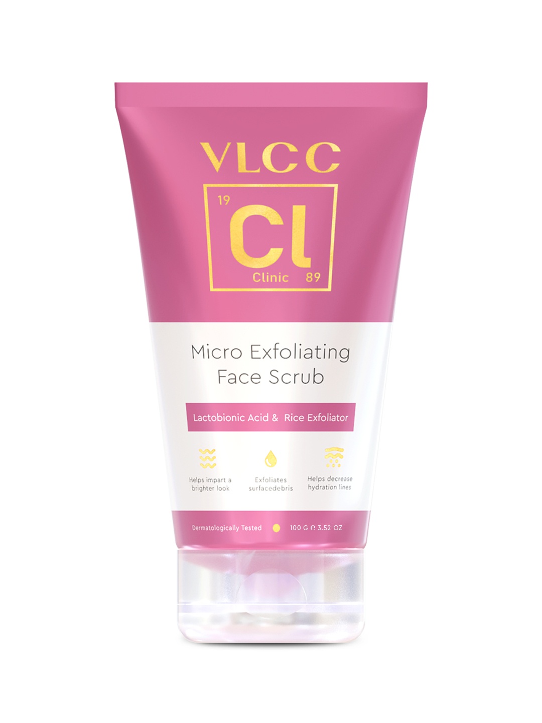 

VLCC Clinic Micro Exfoliating Face Scrub with Lactobionic Acid & Rice Exfoliator - 100 g, Pink