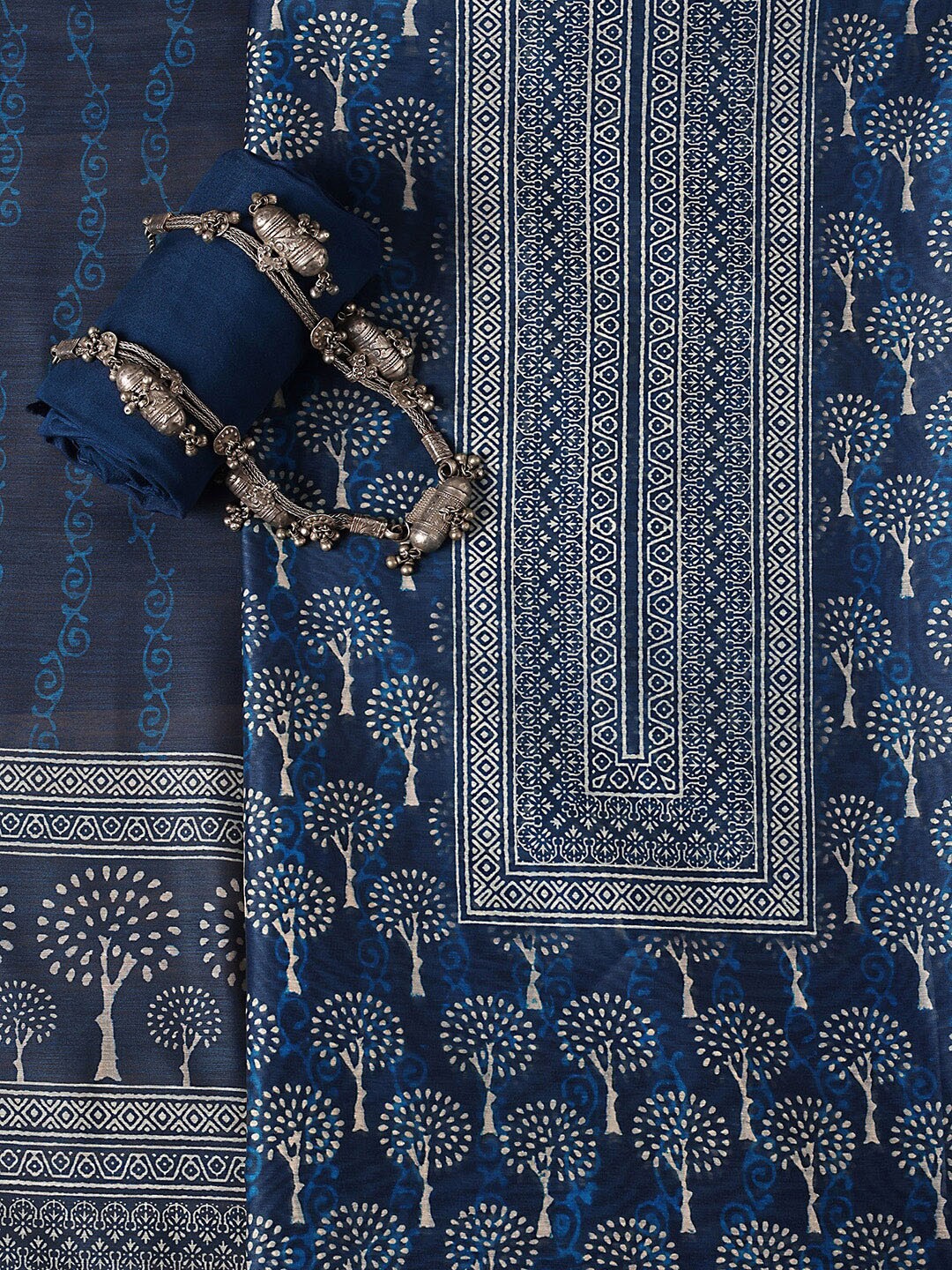 

KALKI Fashion Printed Unstitched Dress Material, Blue