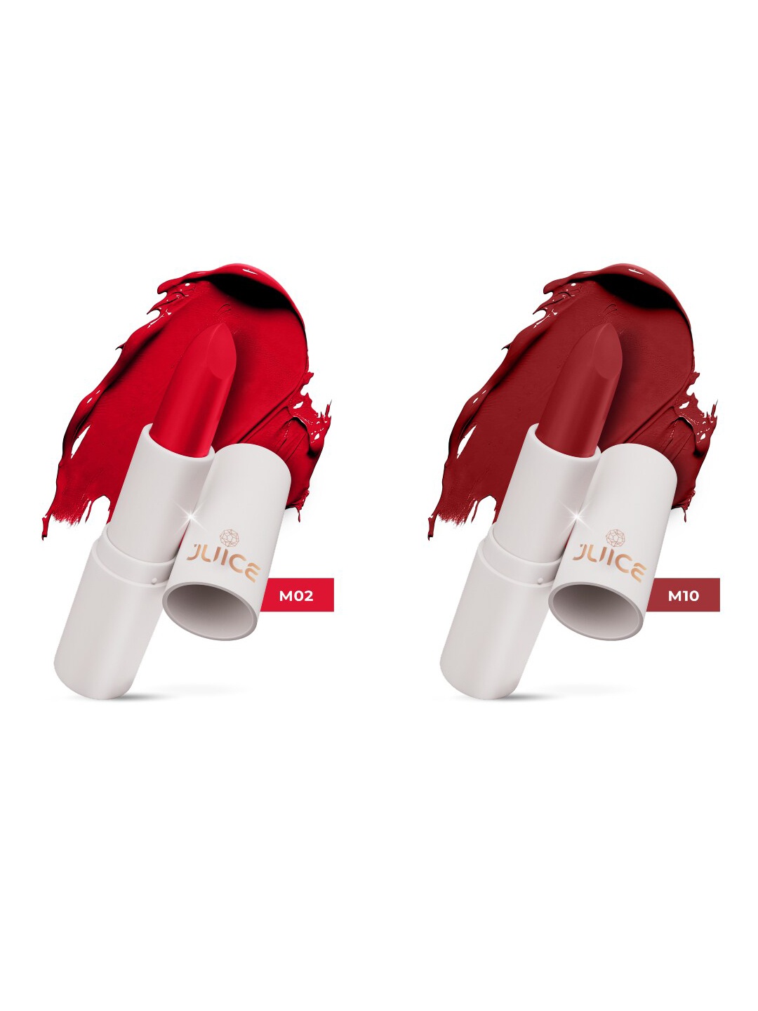 

JUICE Set Of 2 Kiss Sensation Long Lasting Lipsticks - 8 gm Each - M02-M10, Red