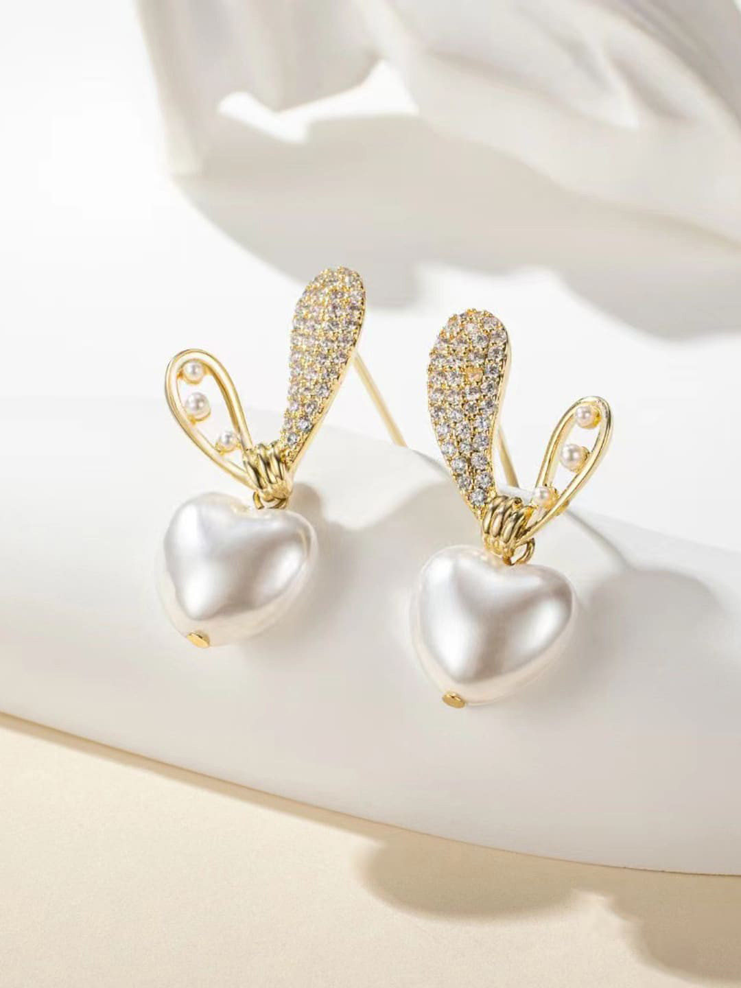 

Krelin Gold-Plated Heart Shaped Drop Earrings