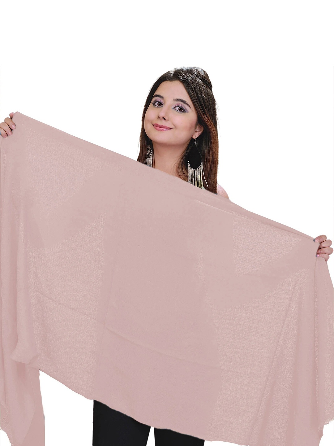 

Exotic India Coral Blush Pure Cashmere Wool Plain Stole