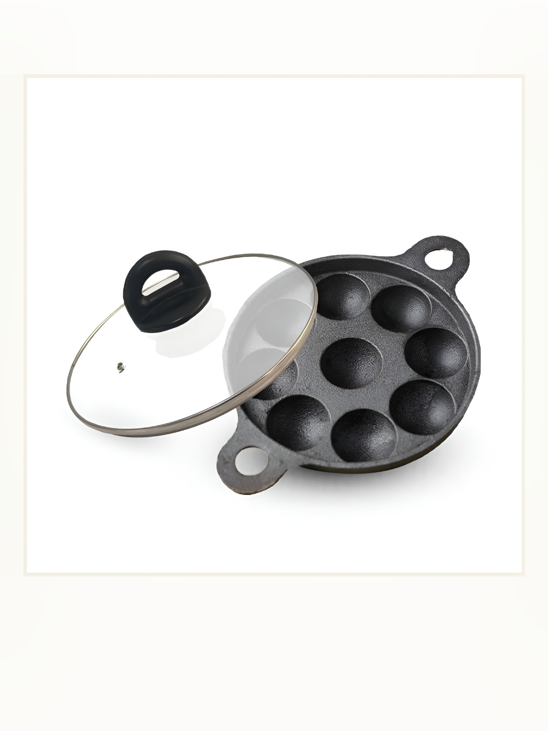 

The Indus Valley Black Cast Iron Induction Base Appam Patra