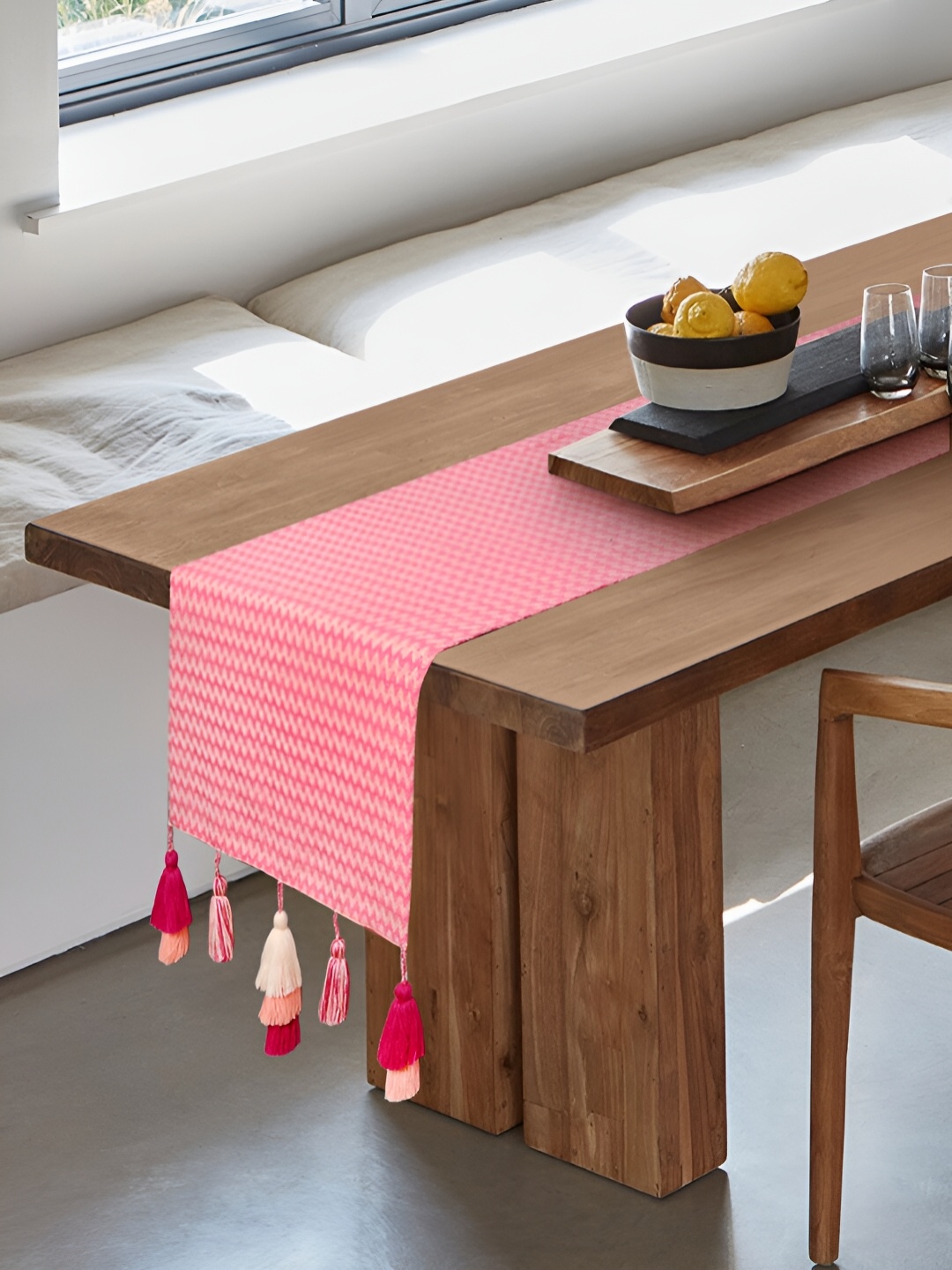 

Mezposh Fuchsia Pink Striped Table Runner