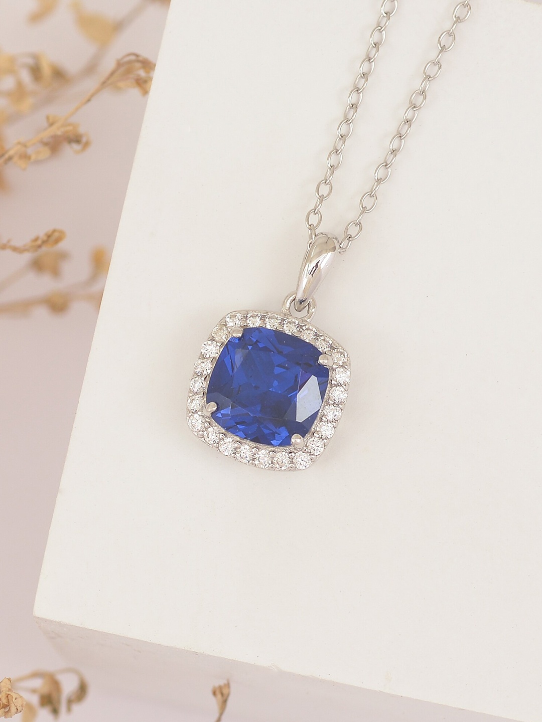 

Ornate Jewels 925 Sterling Silver Sapphire Necklace, Blue