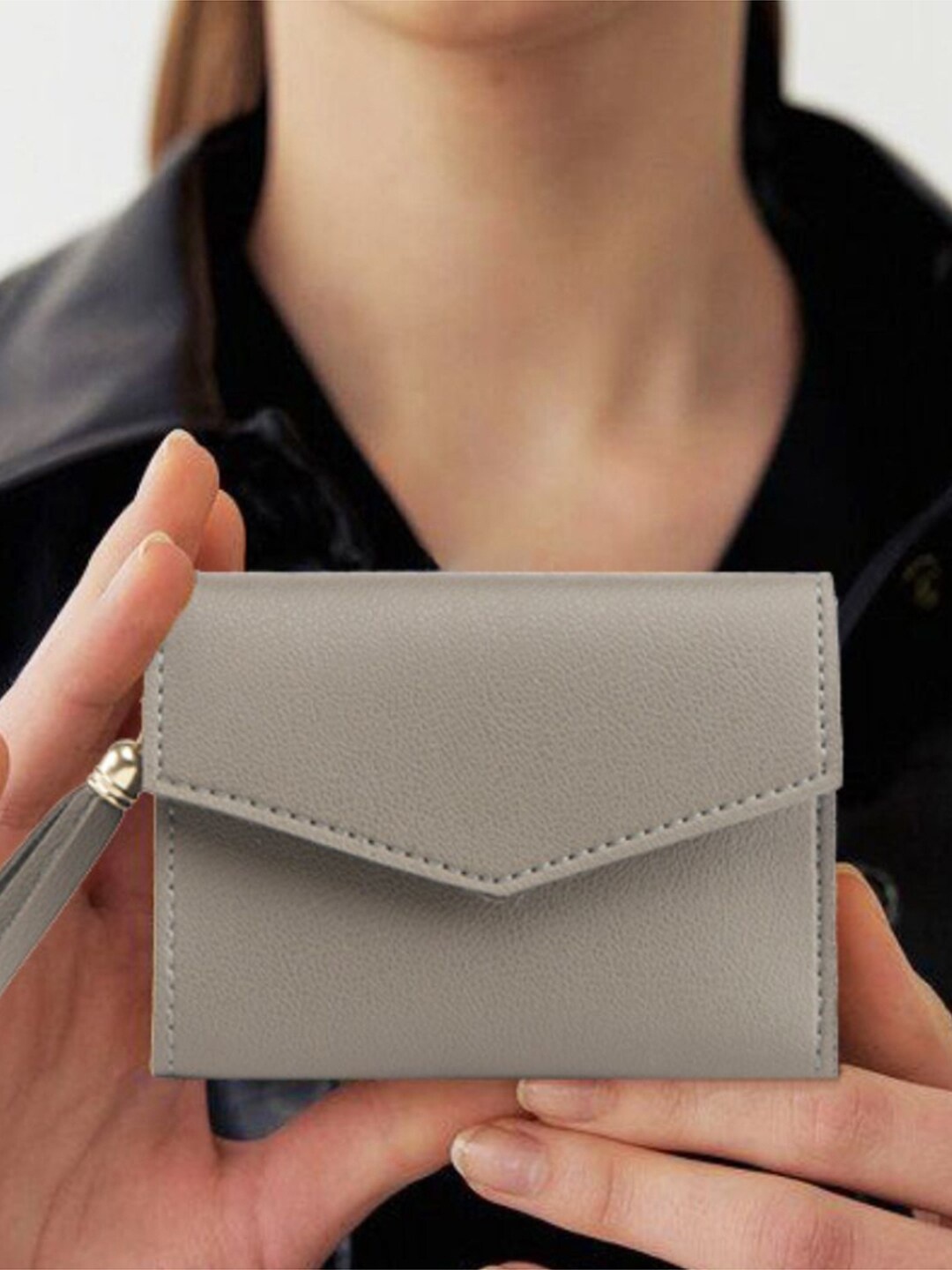 

IMARS Women Textured Envelope Wallet, Grey