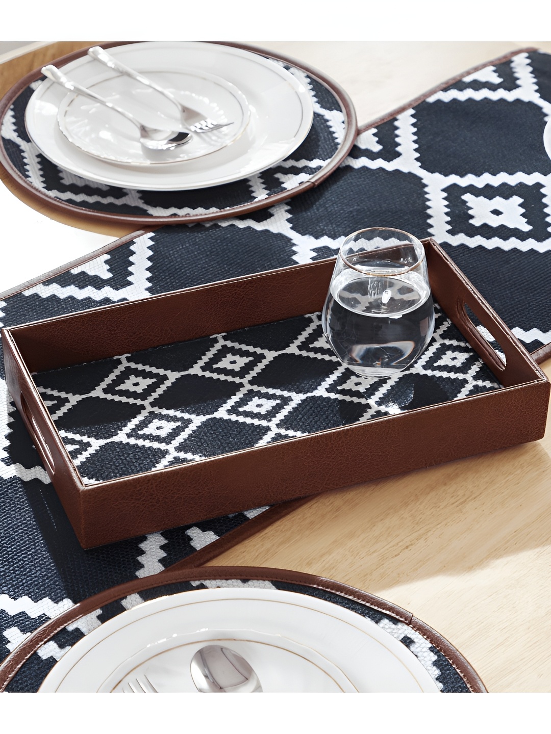 

Mona B Printed Rectangular Serving Tray, Brown