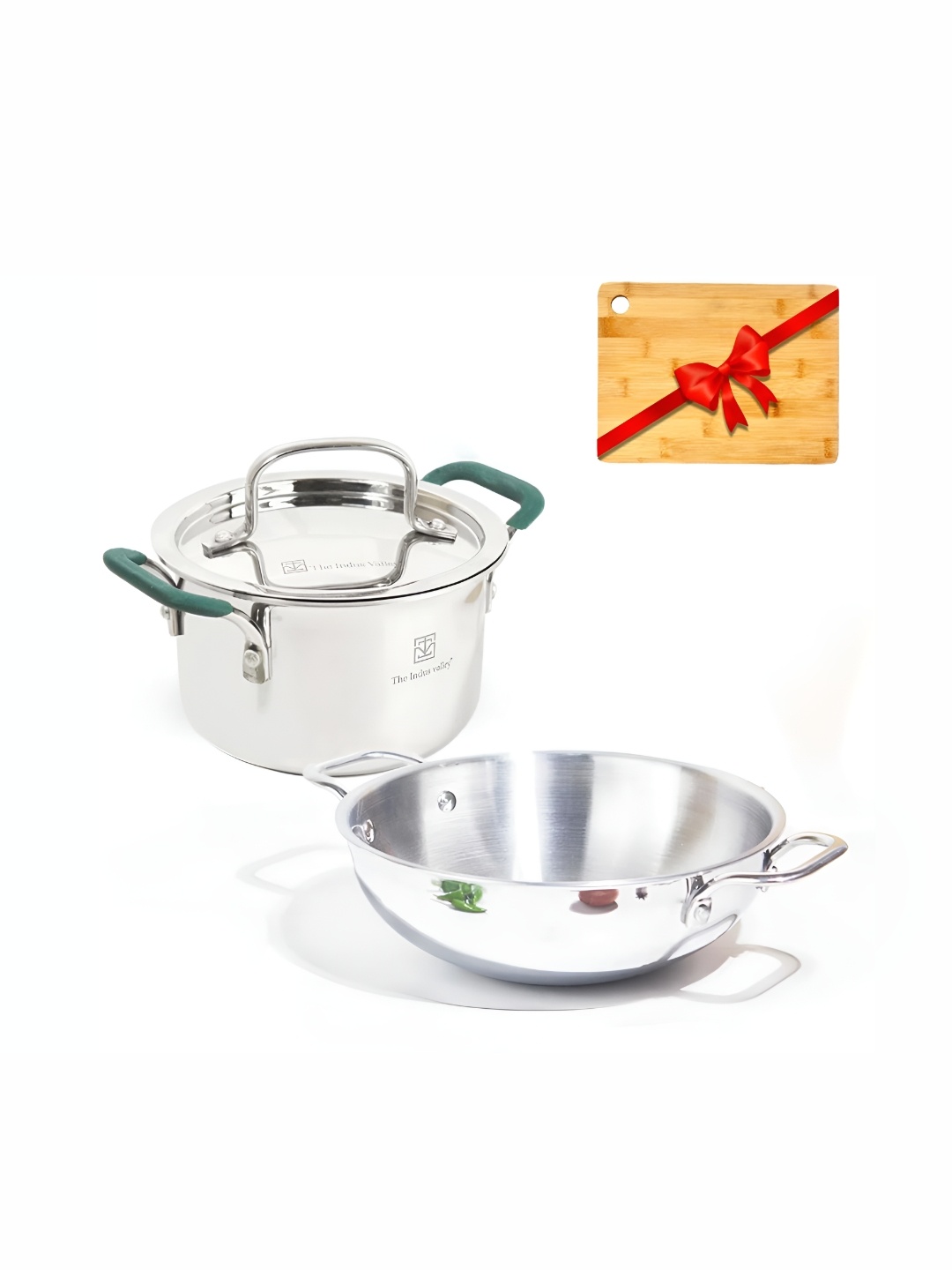 

The Indus Valley Silver-Toned Tri-Ply Stainless Steel Dishwasher Safe Cookware Set