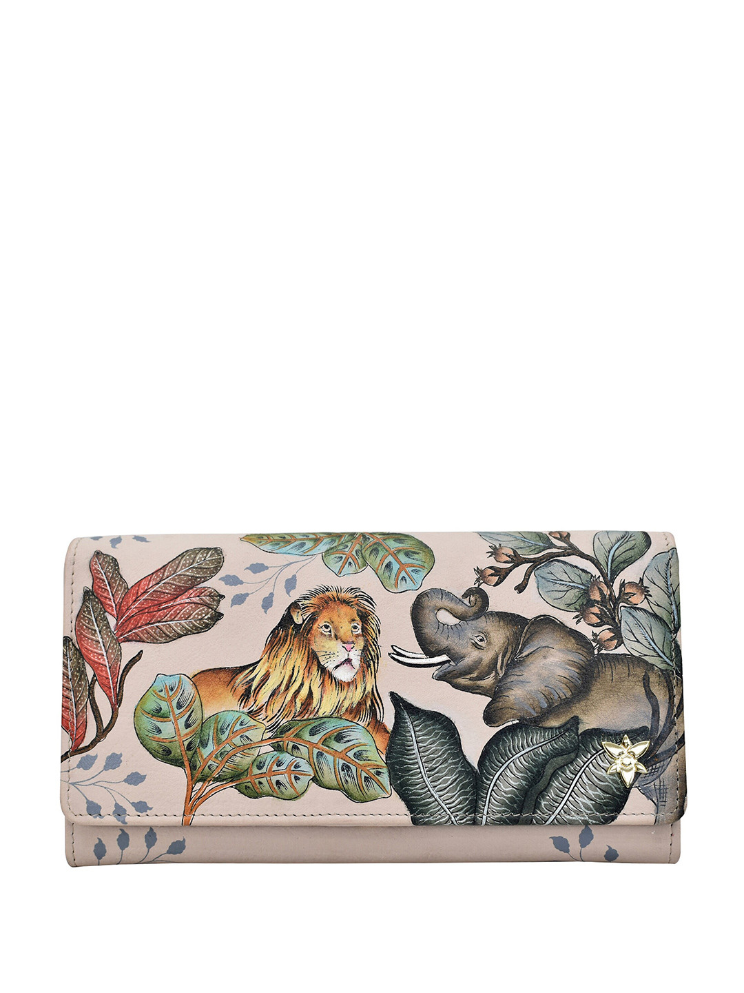 

Anuschka Women Floral Printed Leather Envelope Wallet, Beige
