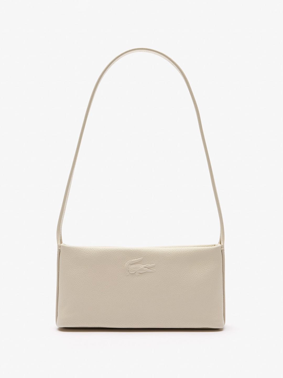 

Lacoste Textured Leather Structured Sling Bag, Off white