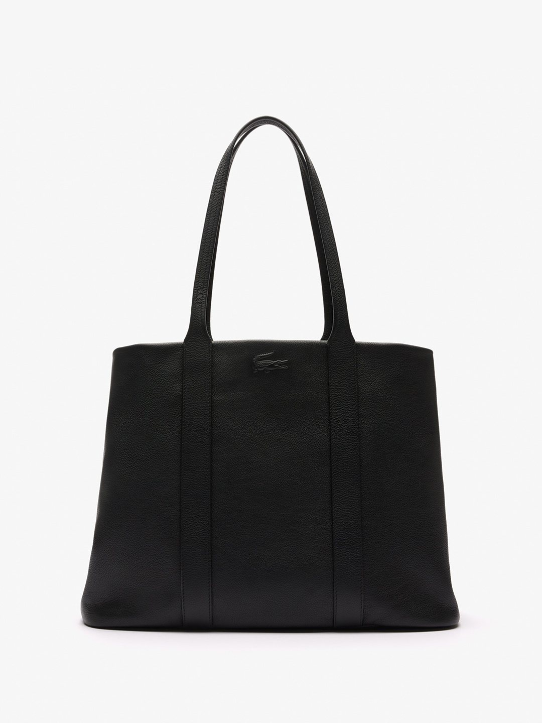 

Lacoste Textured Leather Oversized Shopper Tote Bag, Black