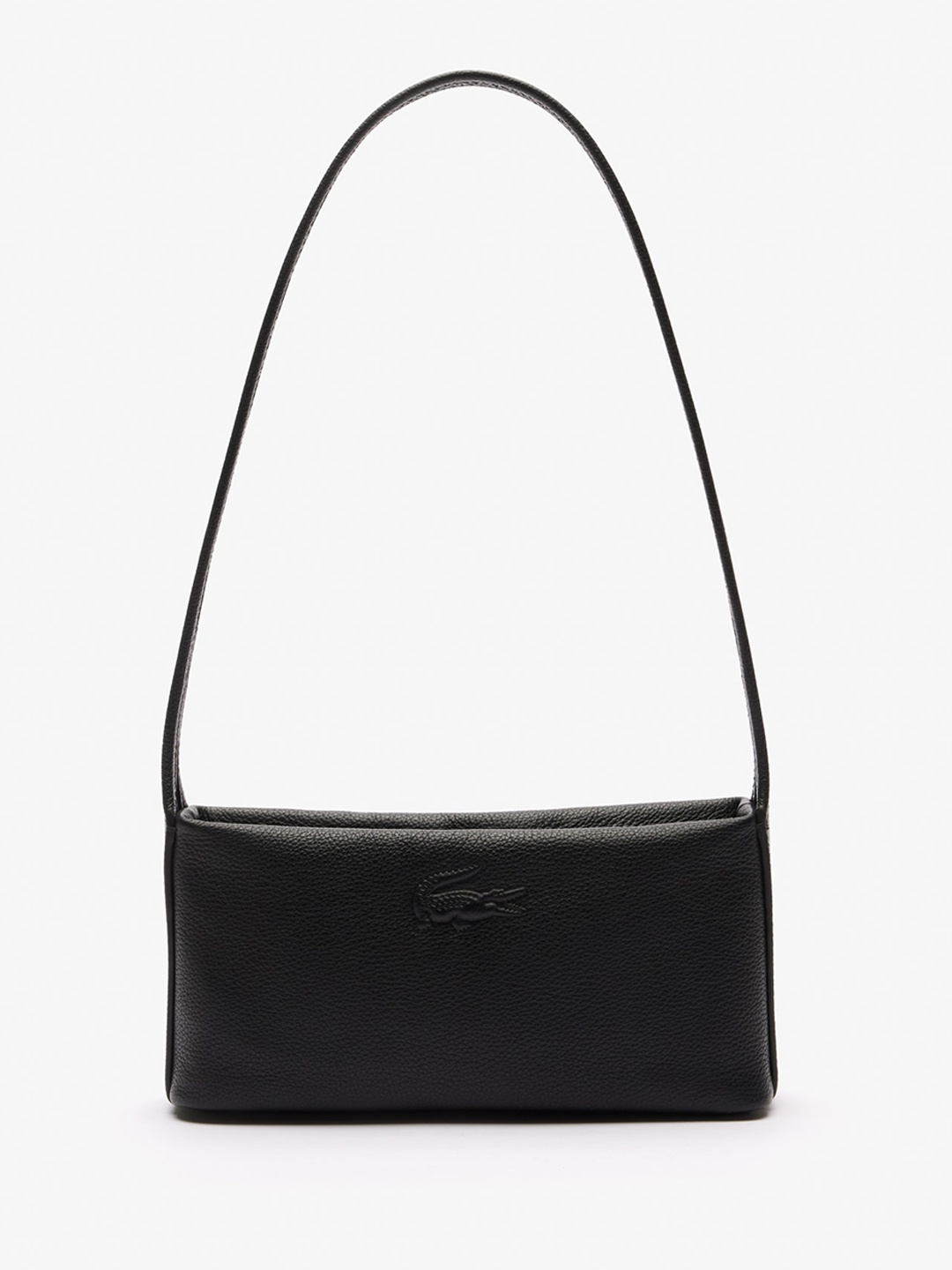 

Lacoste Textured Leather Structured Shoulder Bag, Black