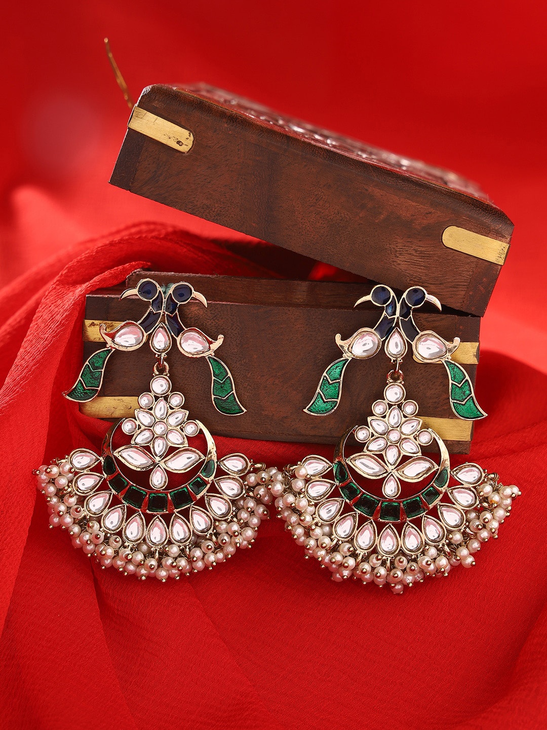 

Priyaasi Brass Gold-Plated Contemporary Chandbalis Earrings