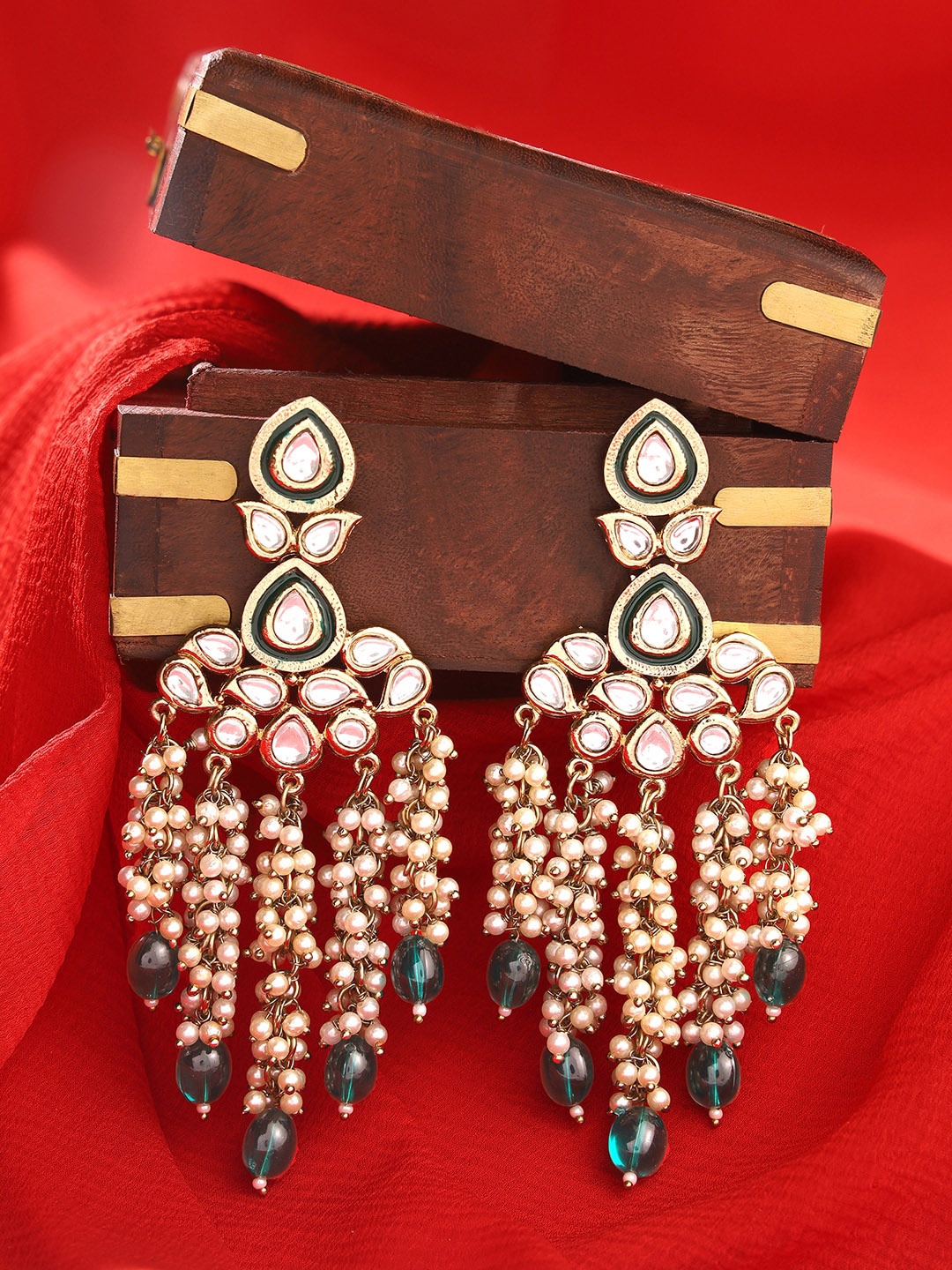 

Priyaasi Gold-Plated Contemporary Drop Earrings