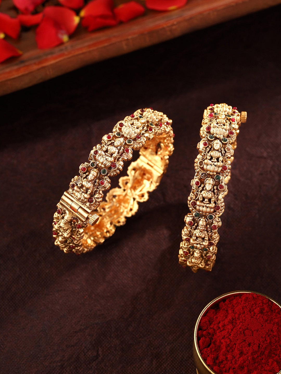 

Priyaasi Set Of 2 Gold-Plated Stone Studded Bangle