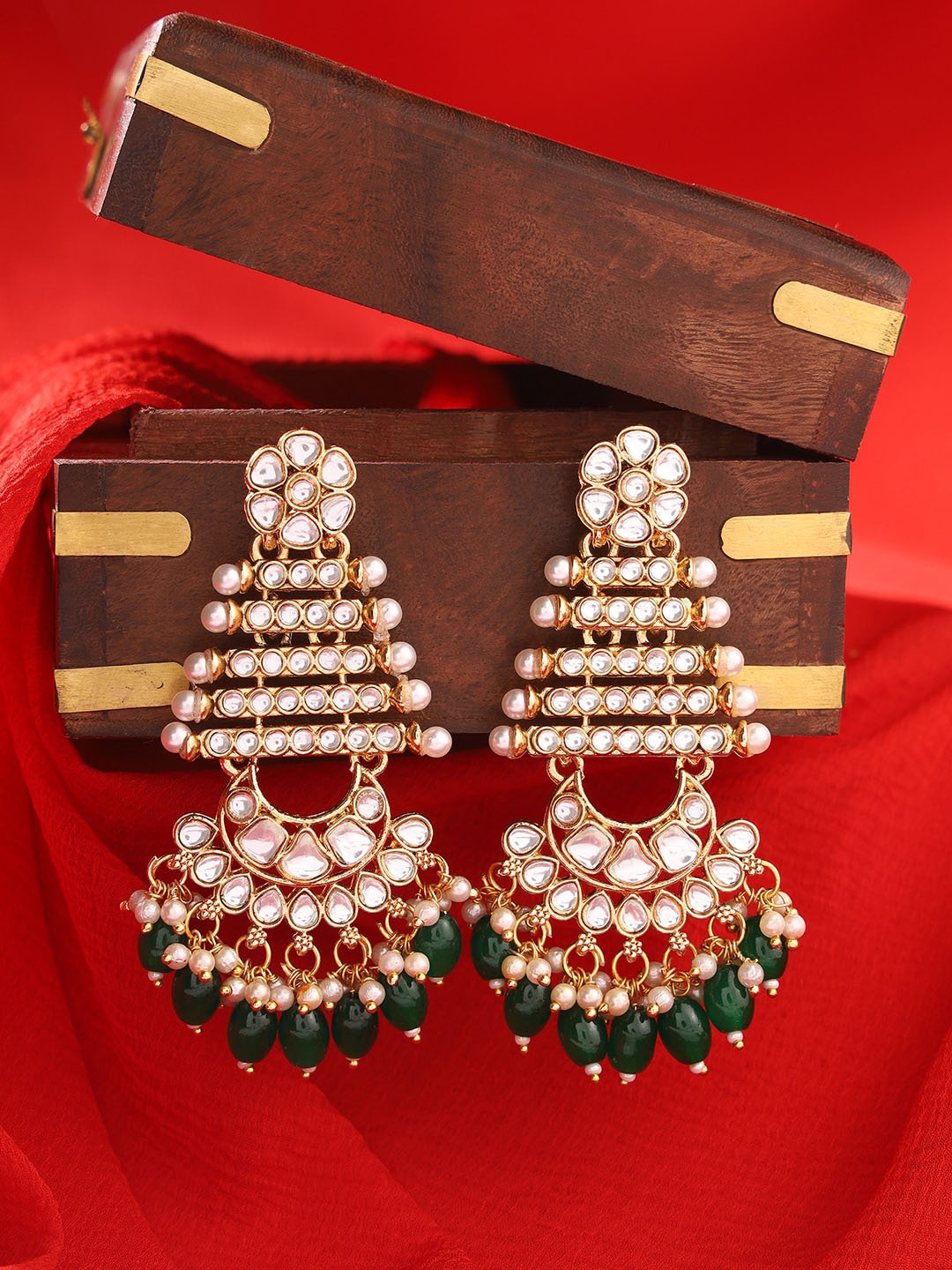 

Priyaasi Brass Gold-Plated Contemporary Drop Earrings