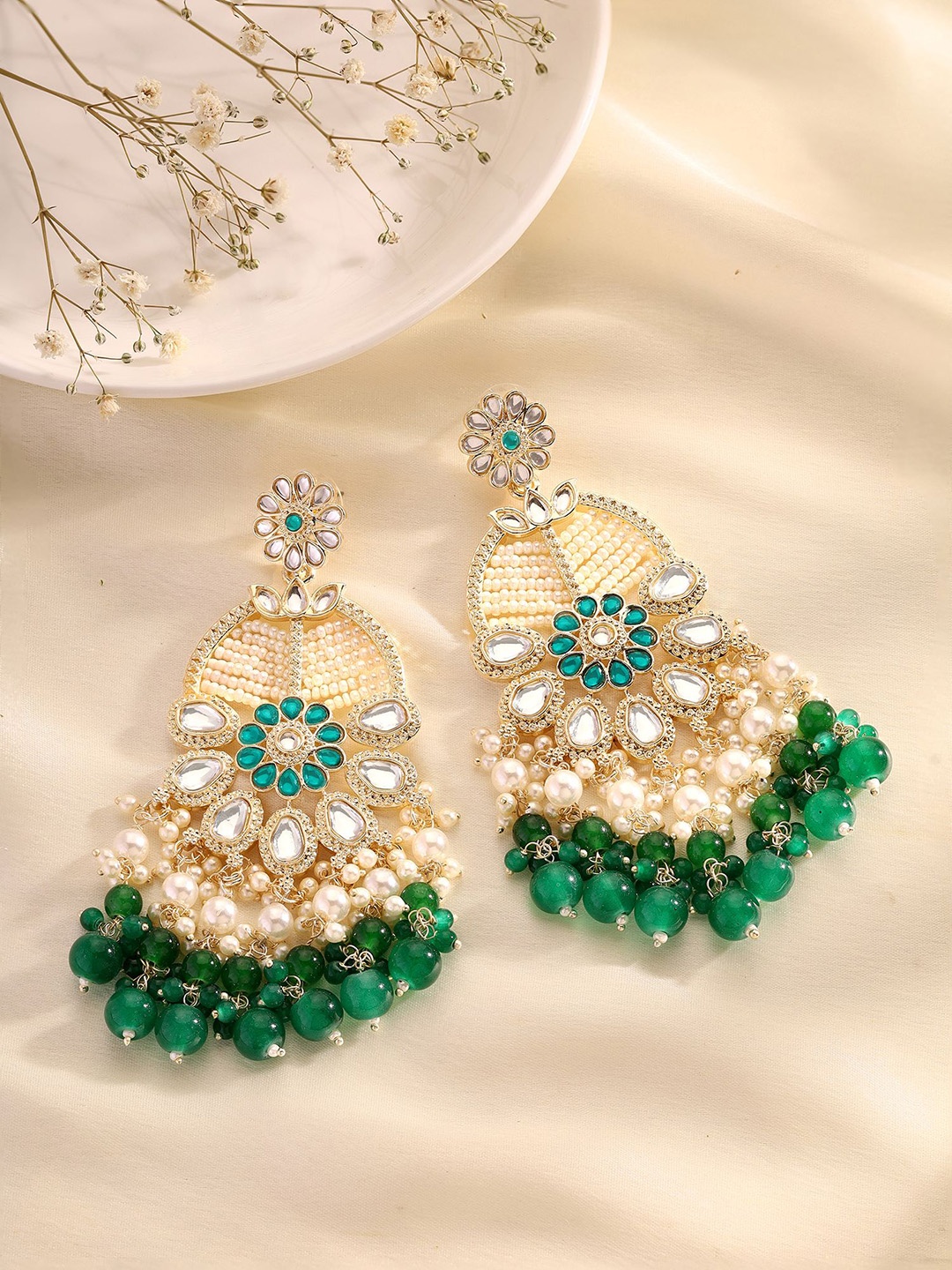 

Priyaasi Brass Gold-Plated Contemporary Drop Earrings