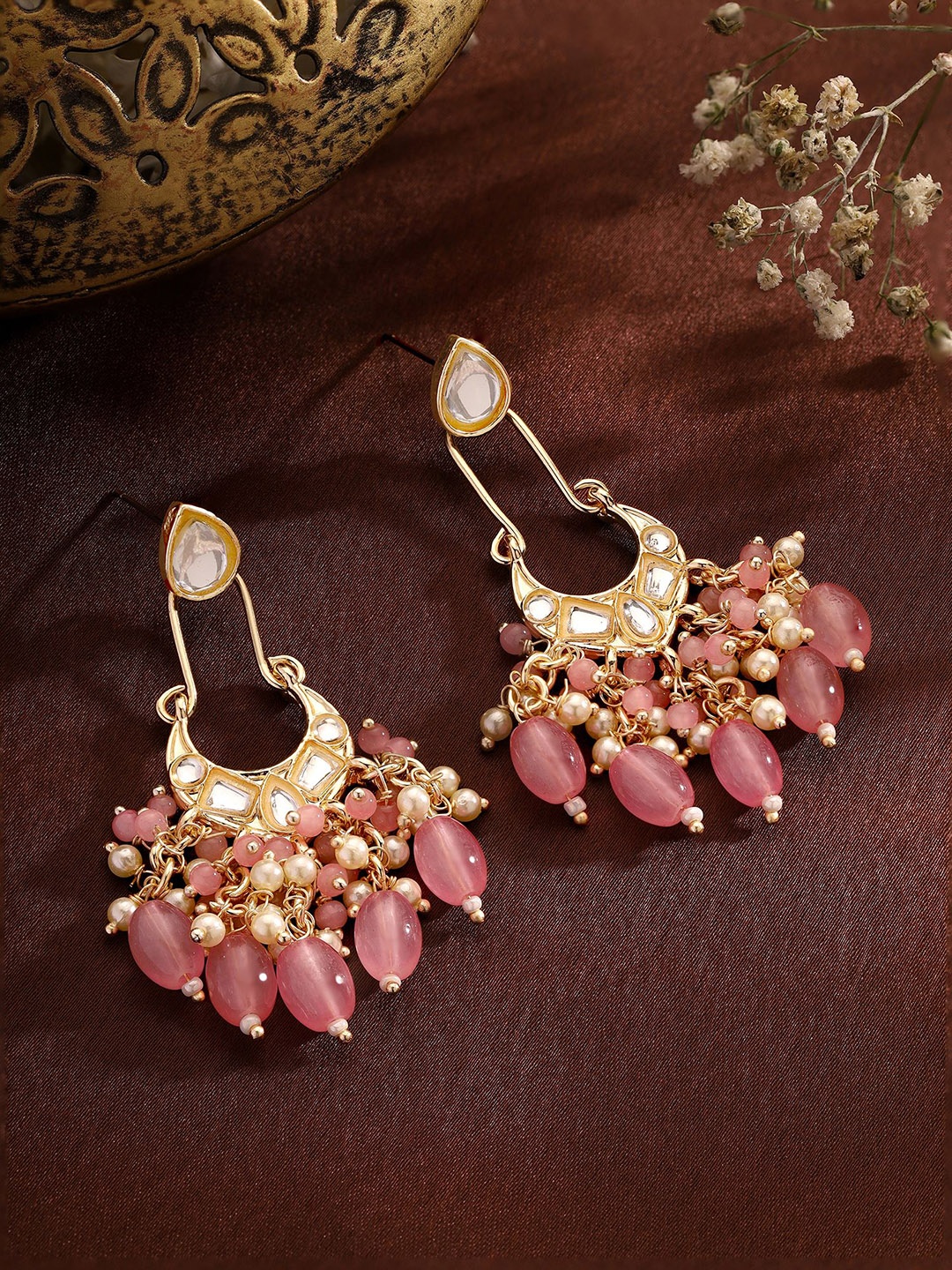 

Priyaasi Gold-Plated Crescent Shaped Chandbalis Earrings