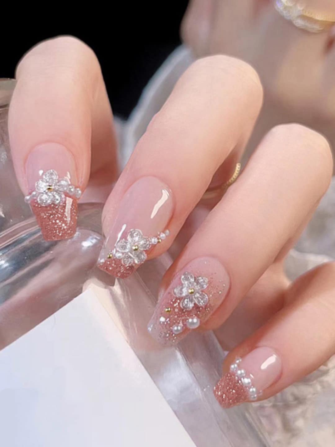 

Secret Lives 3D Flowers Pearl & Glitter Nail Art, Pink