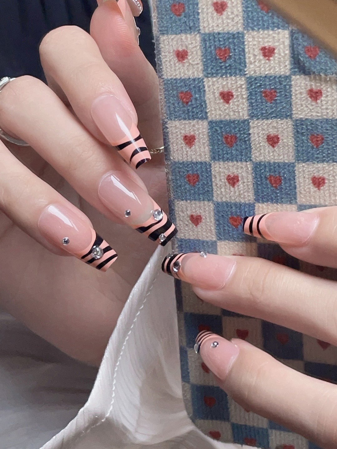 

Secret Lives 3D Studs & Heart Design Nail Art, Peach