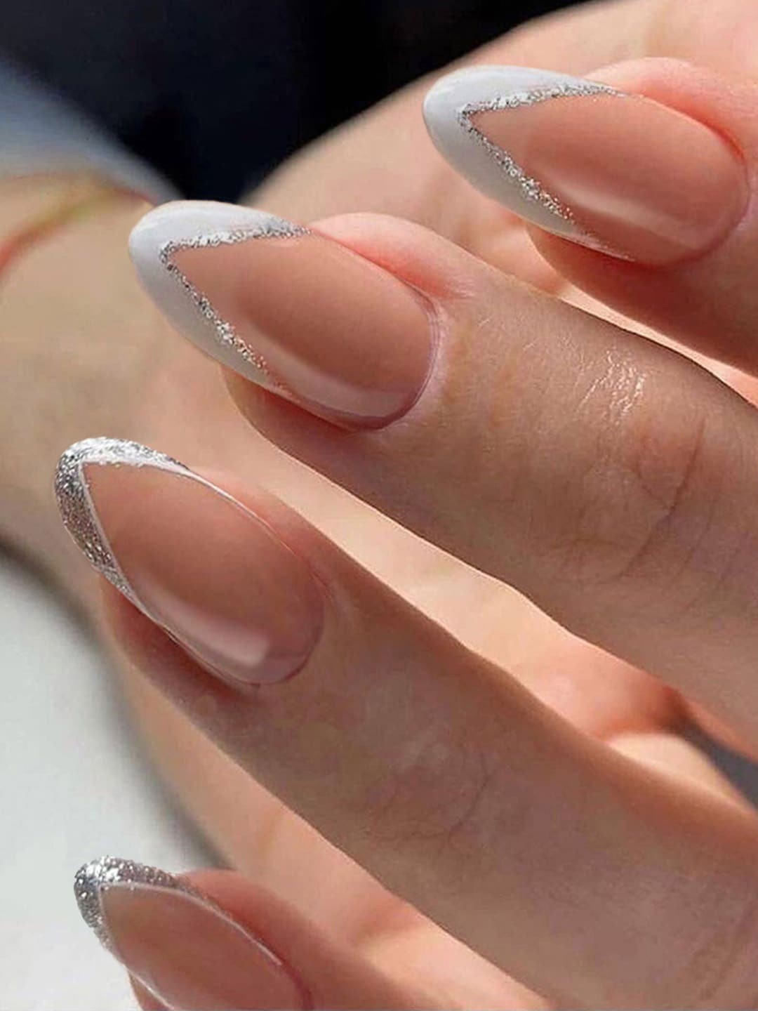 

Secret Lives Round Shape With Silver Glitter Design Nail Art Care, Transparent