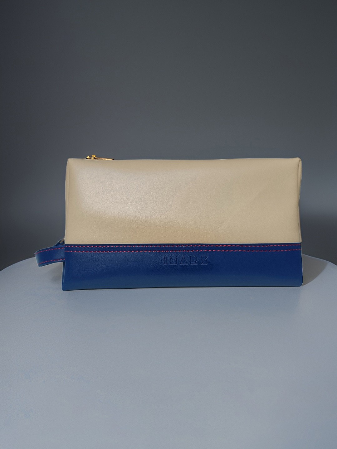 

IMARS Colorblock Leather Makeup Pouch, Blue