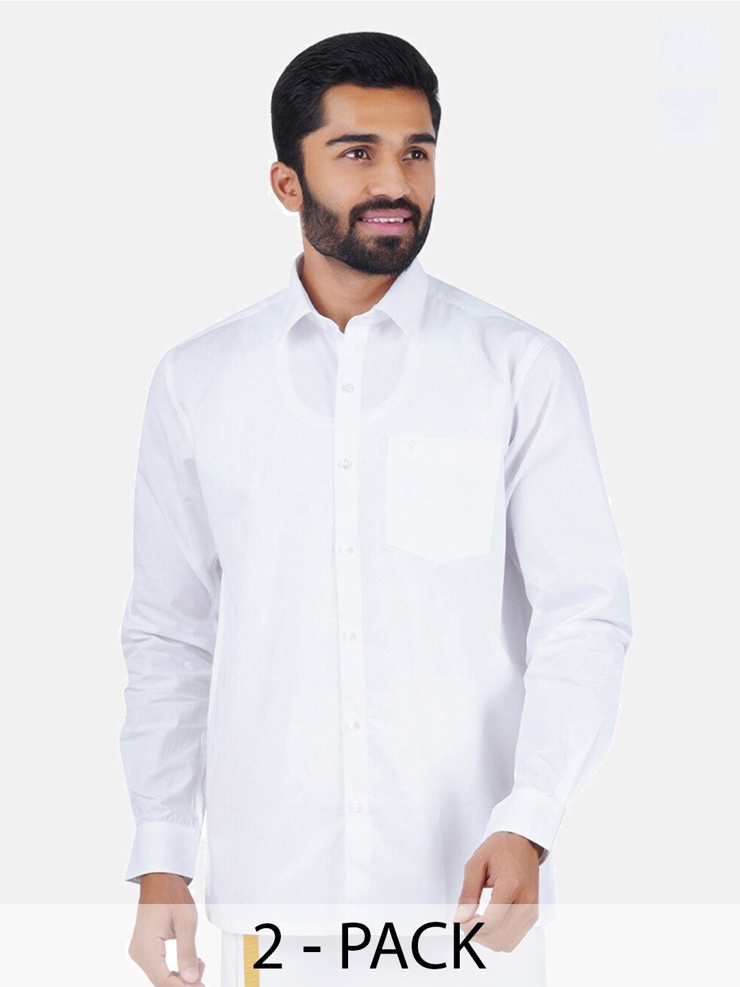

Ramraj Pack of 2 Pure Cotton Ethnic Shirts, White