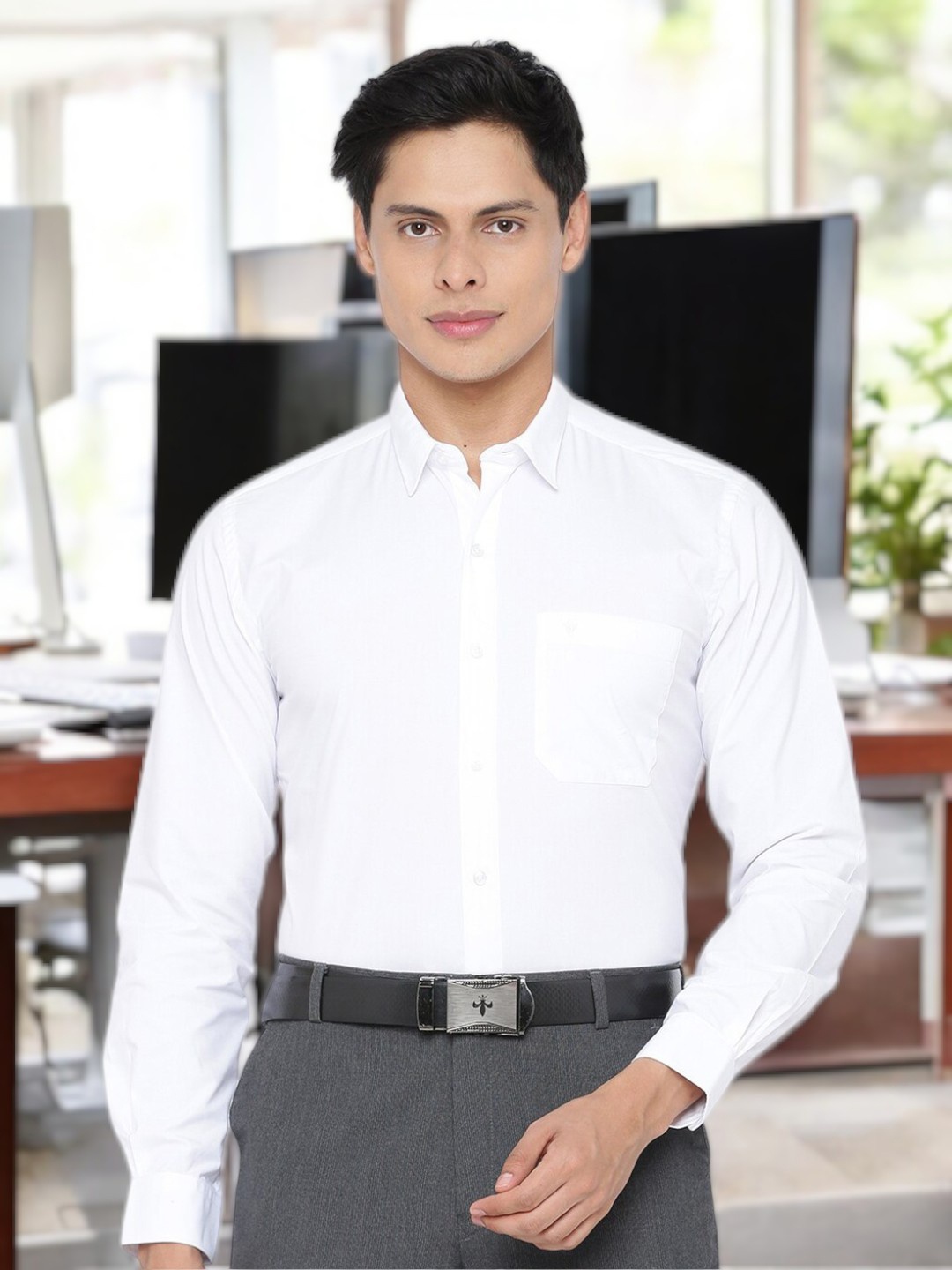 

Ramraj Long Sleeves Pure Cotton Formal Shirt, White