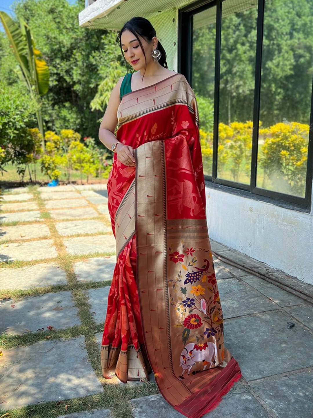 

SGF11 Zari Art Silk Kanjeevaram Saree, Red
