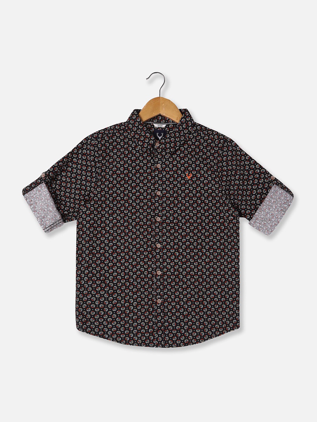 

Allen Solly Junior Boys Slim Fit Opaque Printed Casual Shirt, Black