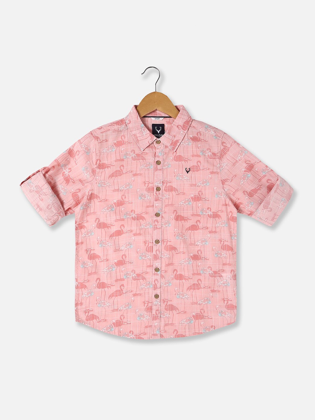 

Allen Solly Junior Boys Slim Fit Opaque Printed Casual Shirt, Pink
