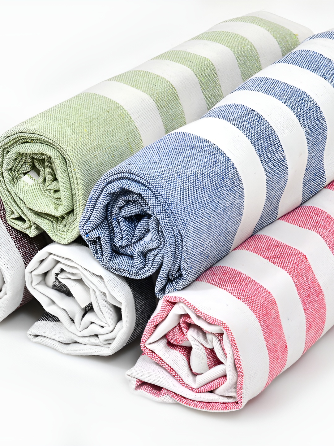 

Aura Blue & Green 5 Pieces Striped Cotton 210 GSM Towel Set