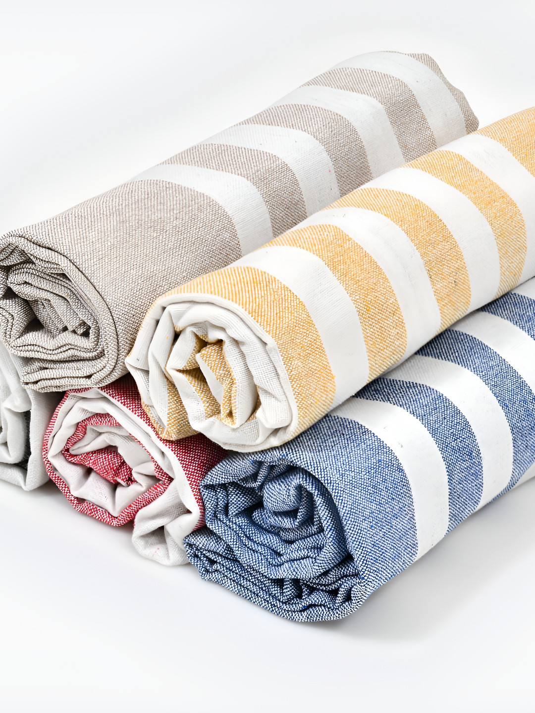 

Aura Blue & Yellow 5 Pieces Striped Cotton 210 GSM Towel Set