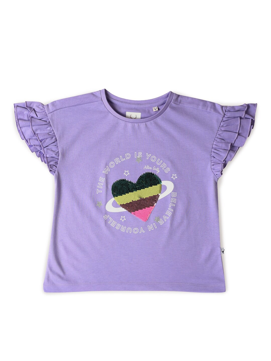 

Allen Solly Junior Girls Embellished Printed T-shirt, Purple