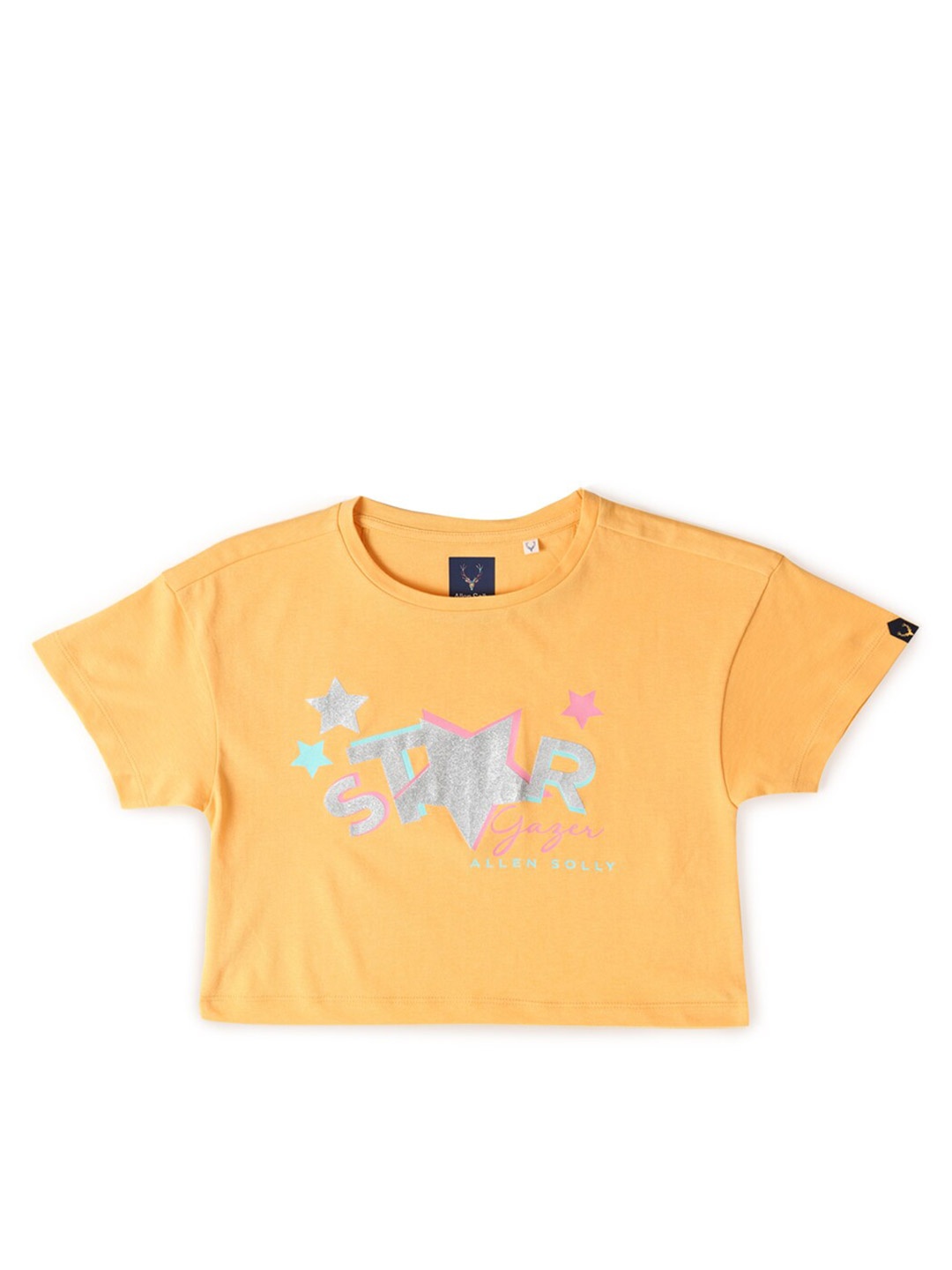 

Allen Solly Junior Girls Typography Printed Applique T-shirt, Yellow