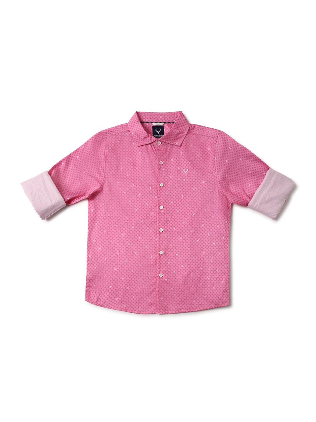 

Allen Solly Junior Boys Slim Fit Opaque Printed Casual Shirt, Pink