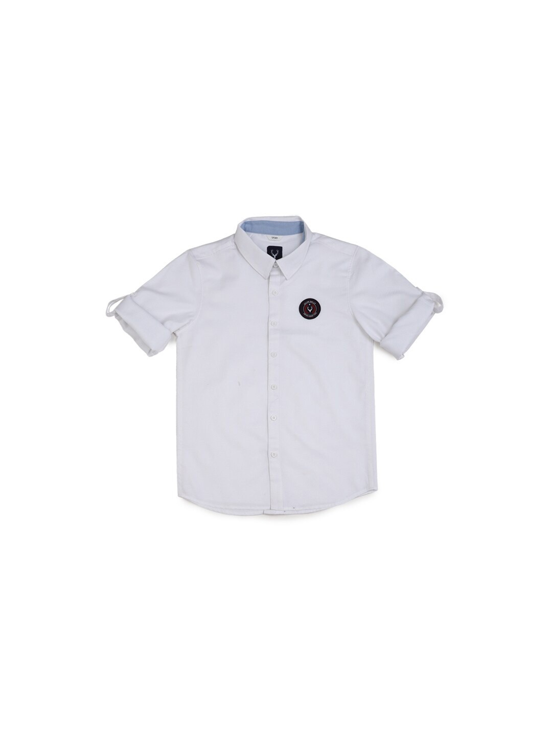 

Allen Solly Junior Boys Slim Fit Spread Collar Roll-Up Sleeves Casual Shirt, White