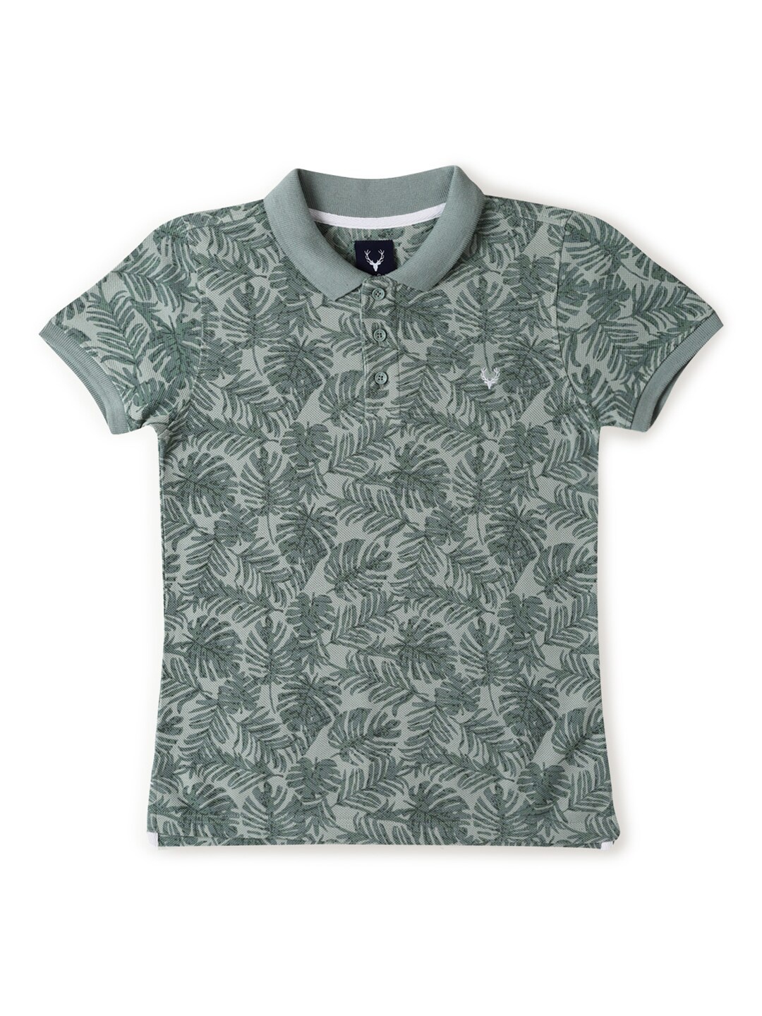 

Allen Solly Junior Boys Floral Printed Polo Collar T-shirt, Green