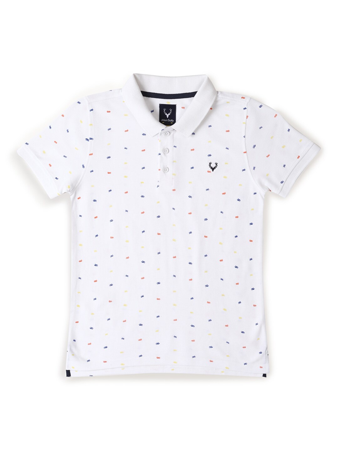 

Allen Solly Junior Boys Polka Dot Printed Polo Collar Cotton T-shirt, White
