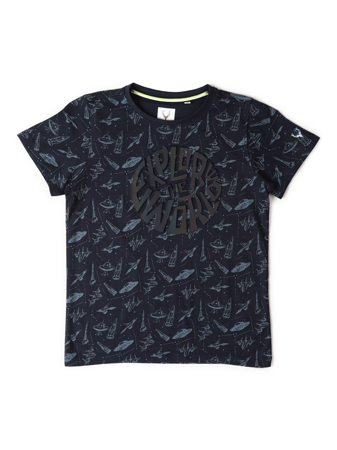 

Allen Solly Junior Boys Conversational Printed Round Neck T-shirt, Navy blue